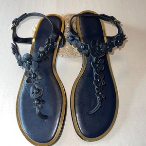 Michael Kors black sandals with flower accents leather size 9.